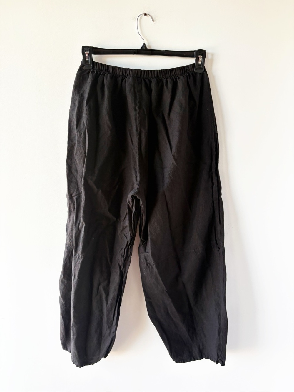 Bryn Walker Olivier Black Linen Lantern Pants Elastic Waist Crop Balloon Barrel - Picture 2 of 7